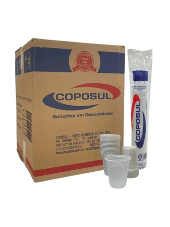 Copo Descartável – Capacidade 180ml <br> Cor Branca – Marca Coposul <br> Caixa c/ 2.500 Unidades