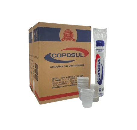 Copo Descartável - Capacidade 180ml <br> Cor Branca - Marca Coposul <br> Caixa c/ 2.500 Unidades