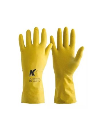 Luva de Látex – Cor Amarela – Marca Kalipso <br> Pacote c/ 12 Pares