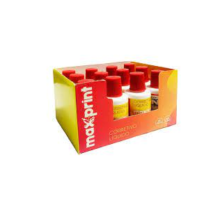 Corretivo Líquido 18ml – Marca Maxprint <br> Caixa c/ 12 Unidades