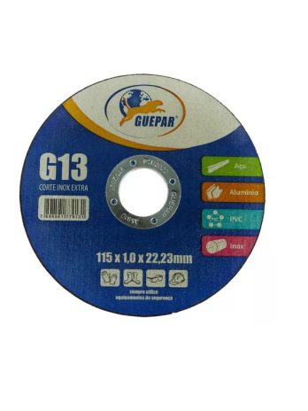 Disco de Corte – Marca Guepar – Modelo G13 <br> Medida 115mm X 1mm X 22,23mm