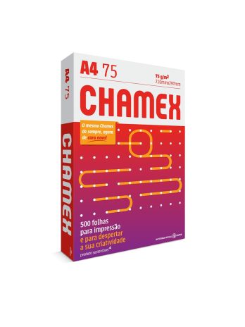 Papel A4 Sulfite 75g/m² – Marca Chamex <br> Tamanho 210mm X 297mm <br> Resma c/ 500 Folhas