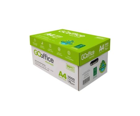 Papel A4 Sulfite 75g/m² - Marca Go Office <br> Tamanho 210mm X 297mm <br> Caixa Master com 10 Resmas de 500 Folhas