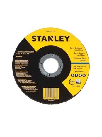 Disco de Corte para Metais – Marca Stanley <br> Modelo STA0410F <br> Medida 115mm X 3,0mm X 22,23mm