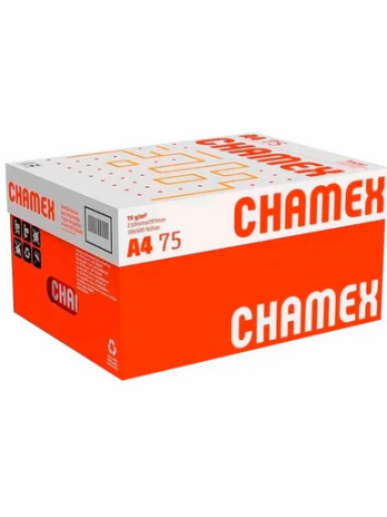 Papel A4 Sulfite 75g/m² – Marca Chamex <br> Tamanho 210mm X 297mm <br> Caixa Master com 10 Resmas de 500 Folhas