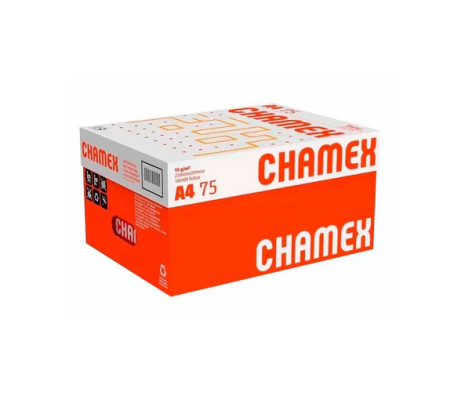 Papel A4 Sulfite 75g/m² - Marca Chamex <br> Tamanho 210mm X 297mm <br> Caixa Master com 10 Resmas de 500 Folhas