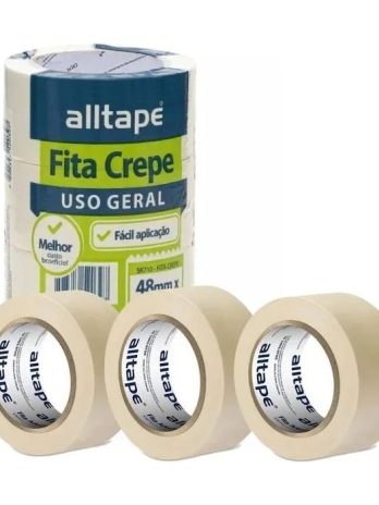 Fita Crepe Larga – Marca AllTape – Cor Branca <br> Tam. 48mm X 50m <br> 3 Unidades