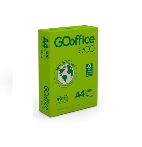 Papel A4 Eco Reciclado 75g/m² - Marca Go Office <br> Tamanho 210mm X 297mm <br> Caixa Master com 10 Resmas de 500 Folhas