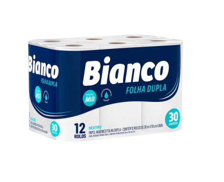 Papel Higiênico Rolo - Folha Dupla <br> Marca Bianco - Medida 10cm X 30m cada <br> Pacote c/ 12 Rolos - Image 2