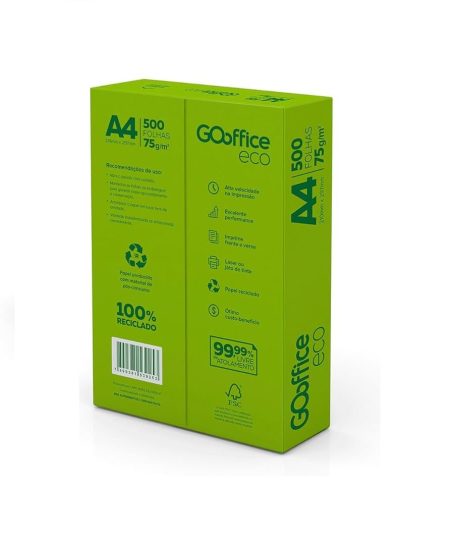 Papel A4 Eco Reciclado 75g/m² - Marca Go Office <br> Tamanho 210mm X 297mm <br> Resma c/ 500 Folhas - Image 2