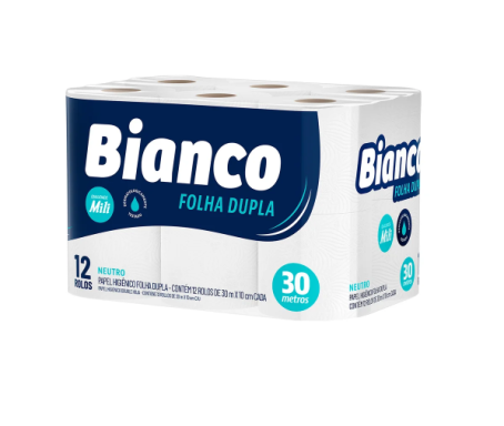 Papel Higiênico Rolo - Folha Dupla <br> Marca Bianco - Medida 10cm X 30m cada <br> Pacote c/ 12 Rolos - Image 3